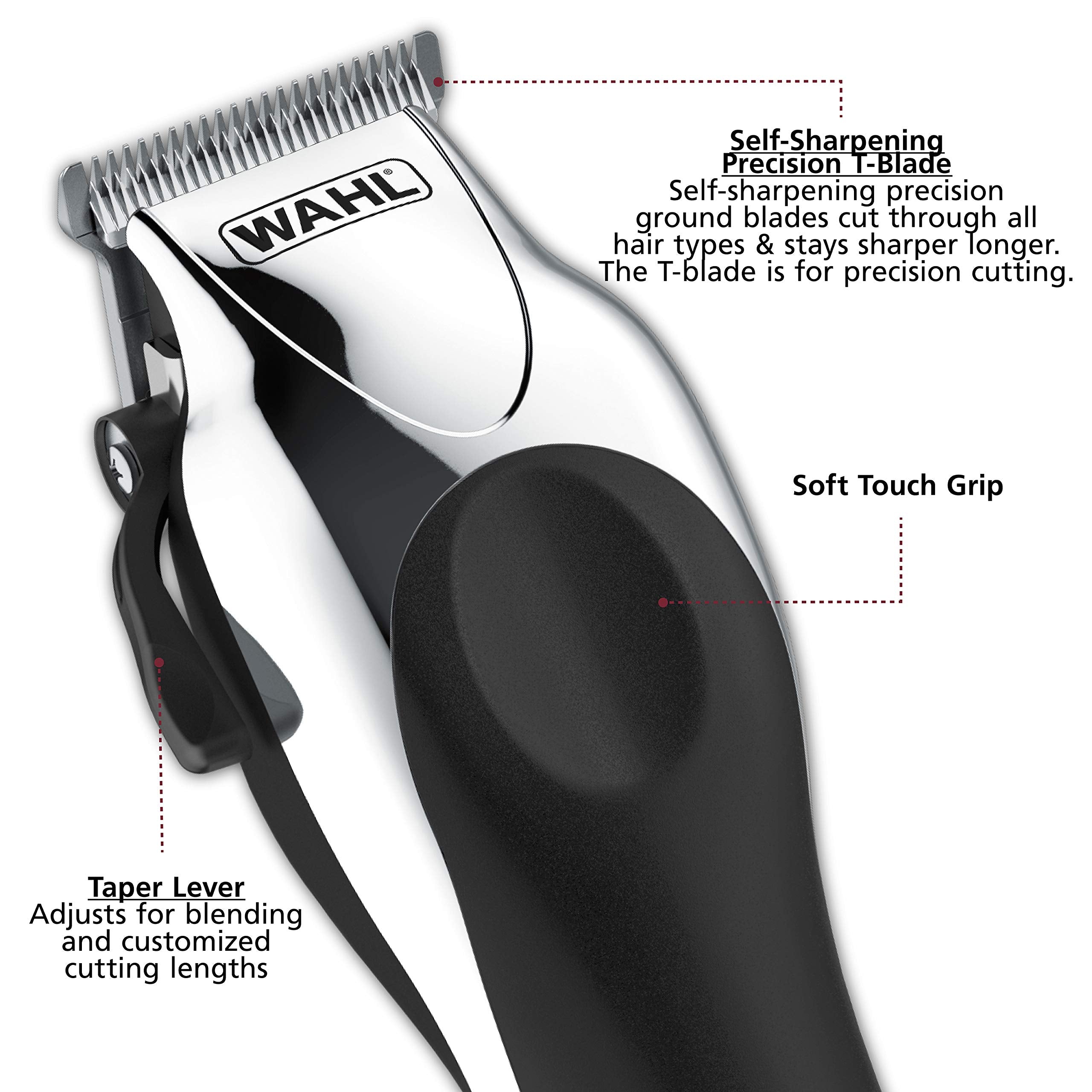 Wahl Chrome Pro detalle de cuchilla autofilante que mantiene filo y precisión