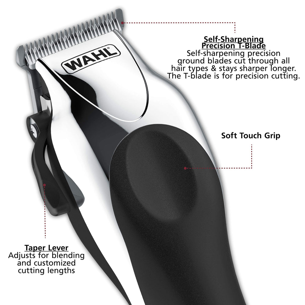 Wahl Chrome Pro detalle de cuchilla autofilante que mantiene filo y precisión
