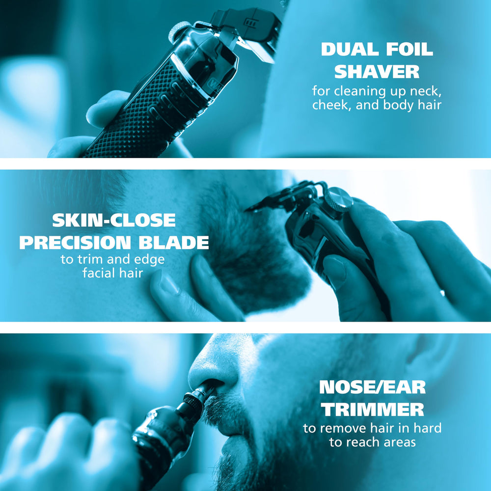 Wahl dual foil shaver head detail offering ultra-close shaving for a clean neck finish