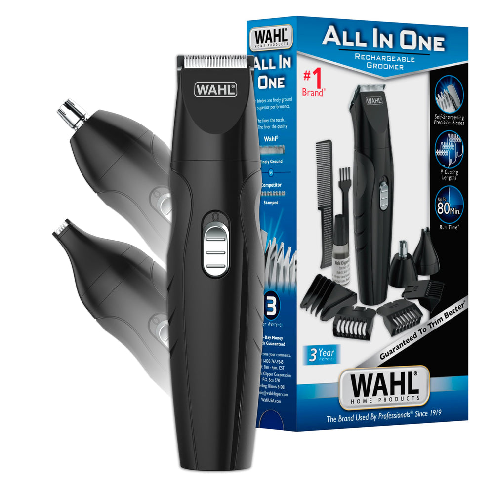 Wahl frontal del kit mostrando todas las piezas y facilidad de uso