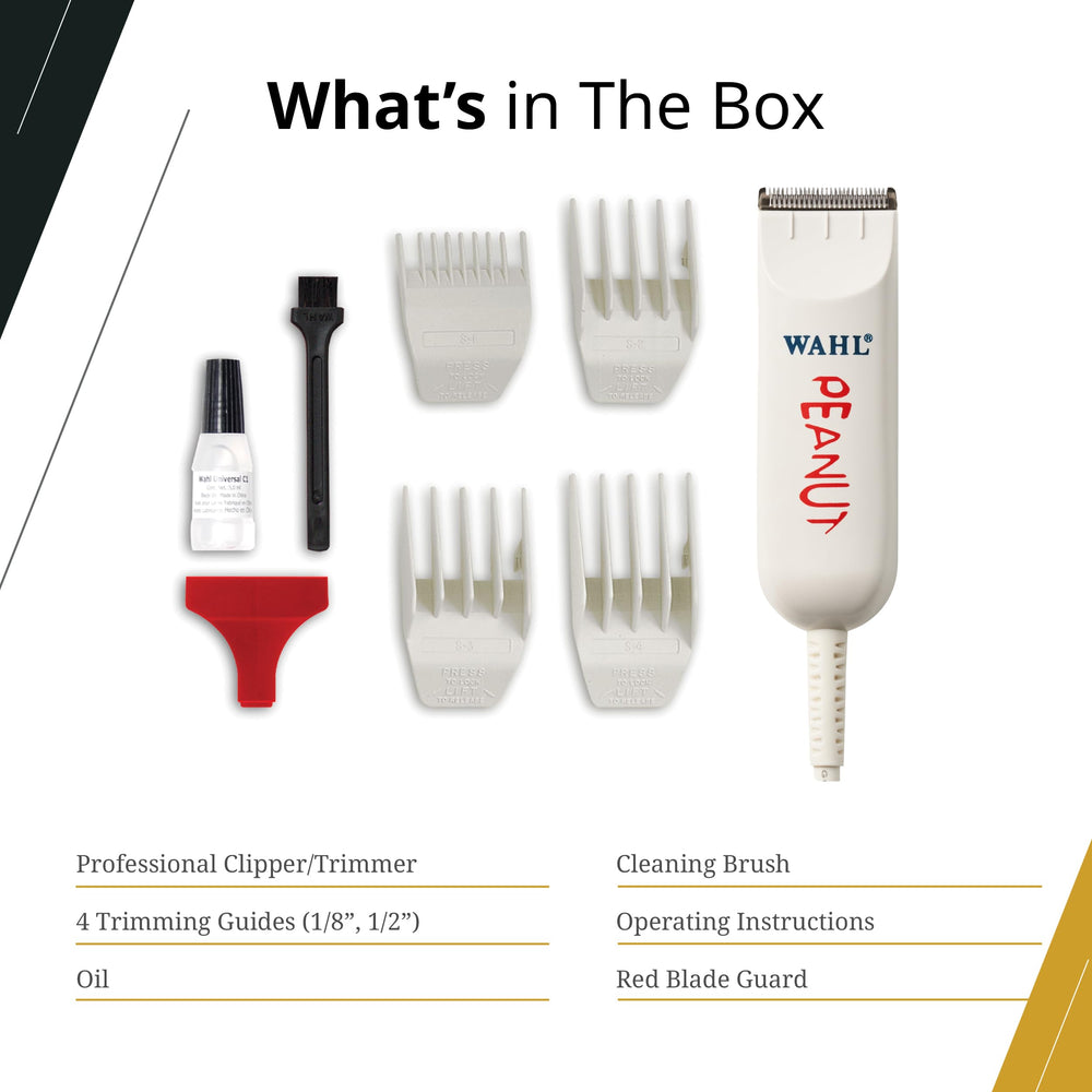 Wahl Peanut side profile with cord connected showing continuous power