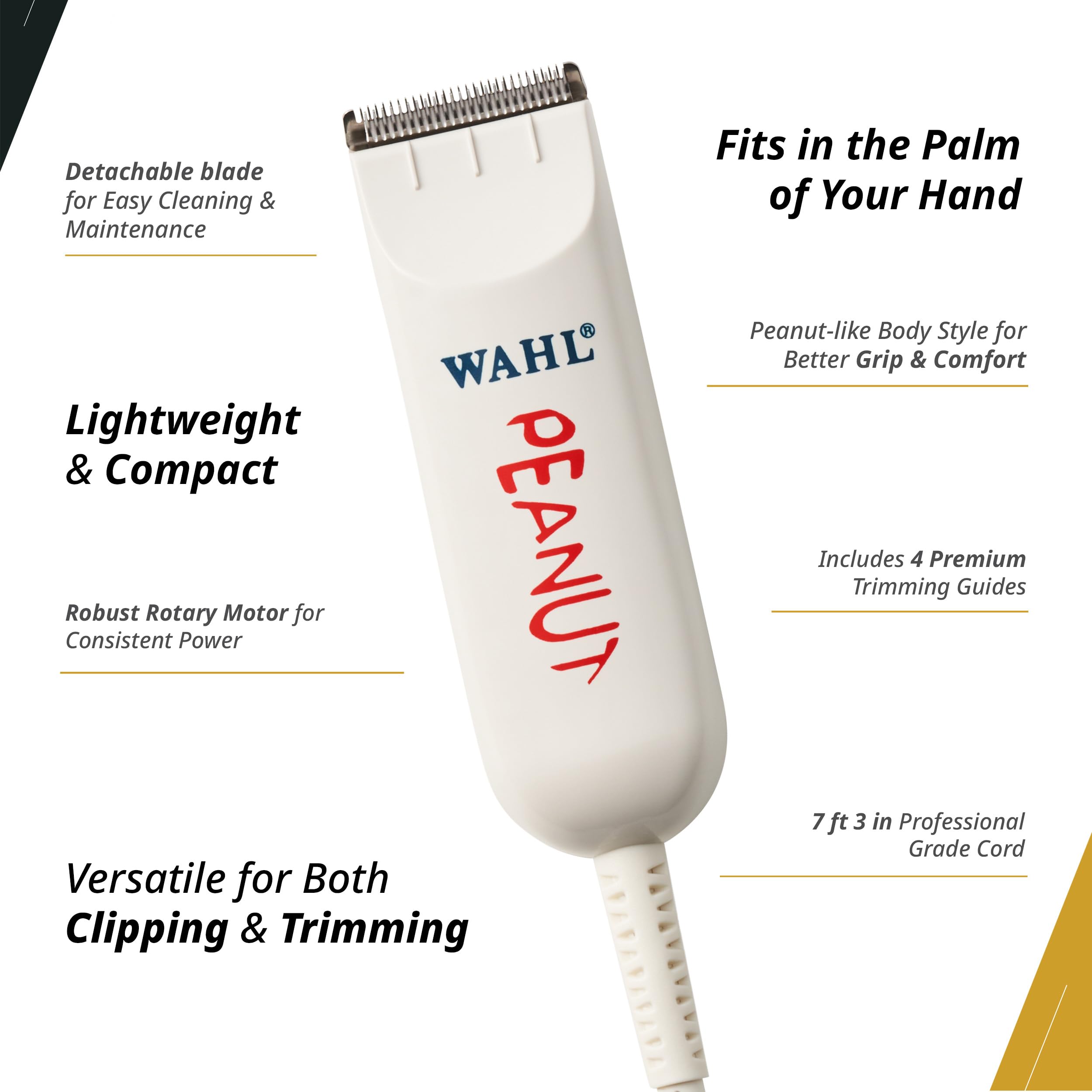 Wahl Peanut with four guide combs oil brush and red blade guard visible