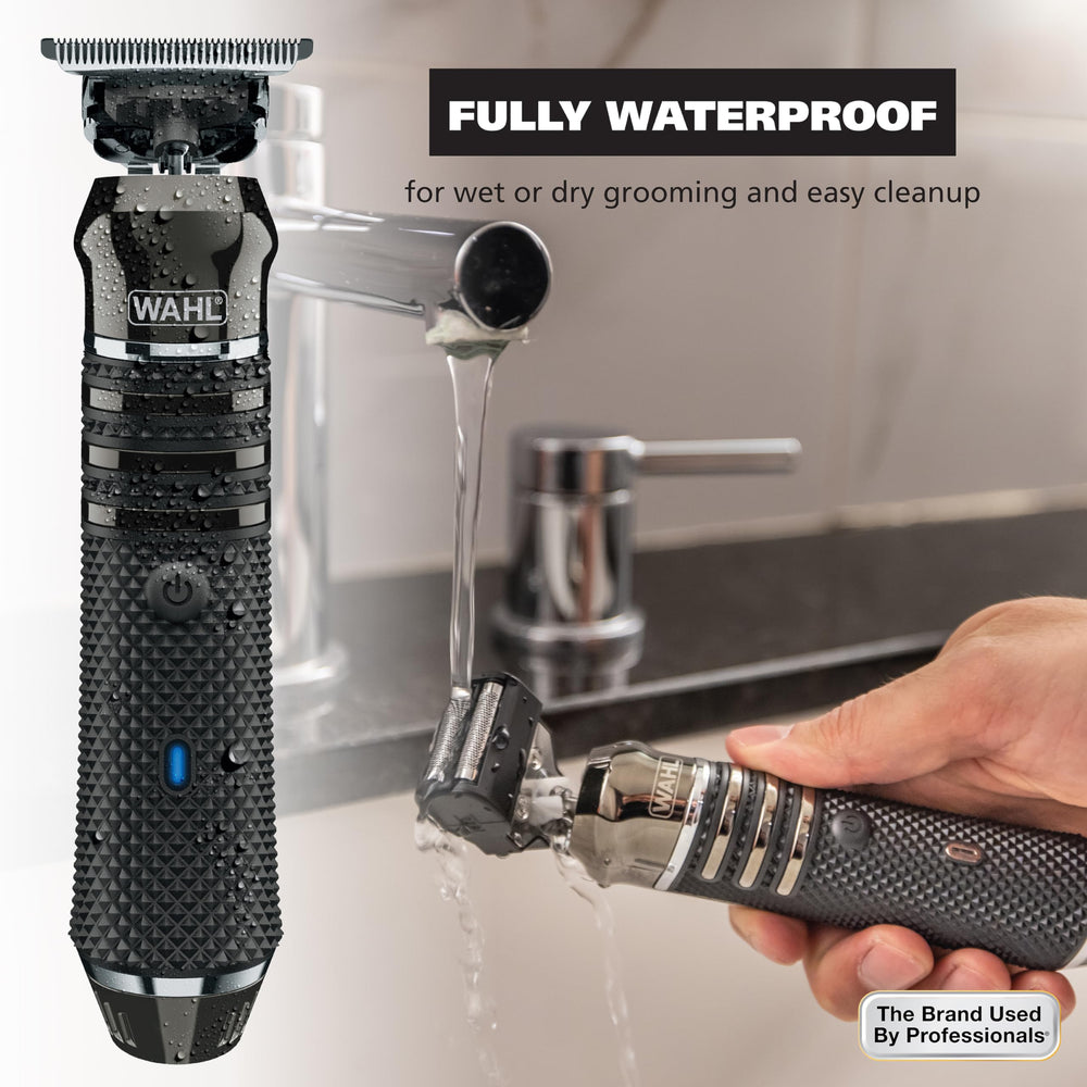 Wahl premium carry case open with trimmer and accessories organized for travel convenience