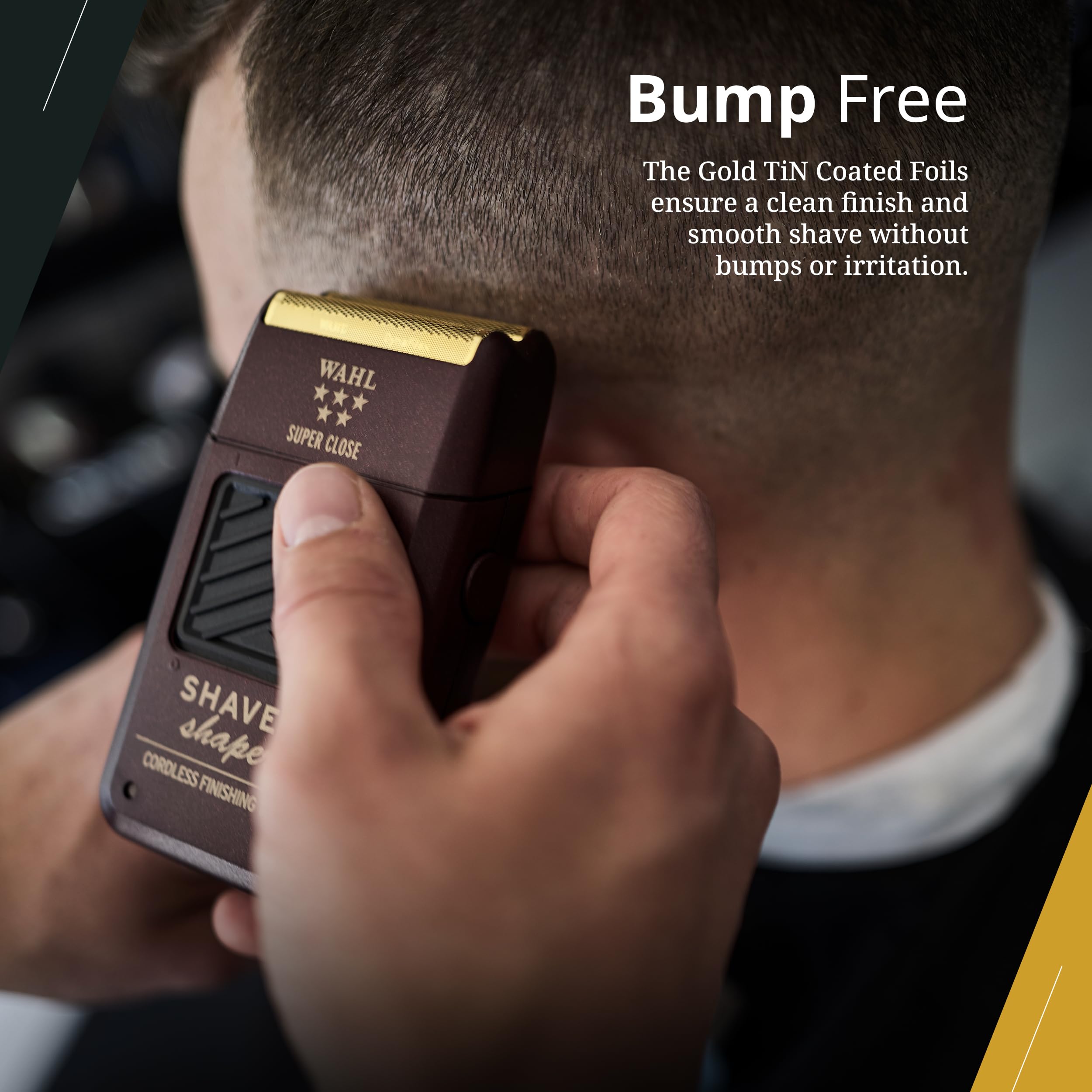 Wahl Professional uso en cuello demostrando líneas definidas y control profesional