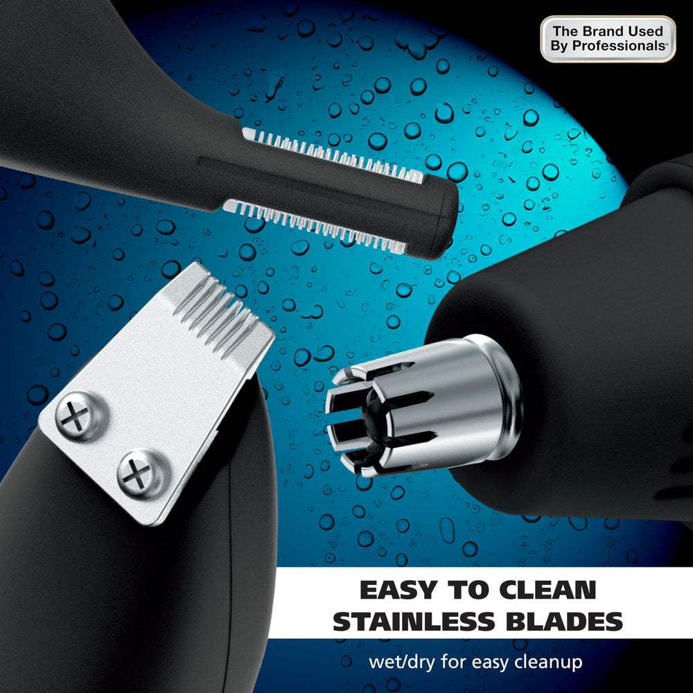 Wahl rotary nose head close-up for hygienic nose and ear hair removal benefit