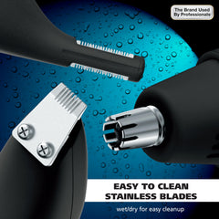 Wahl rotary nose head close-up for hygienic nose and ear hair removal benefit