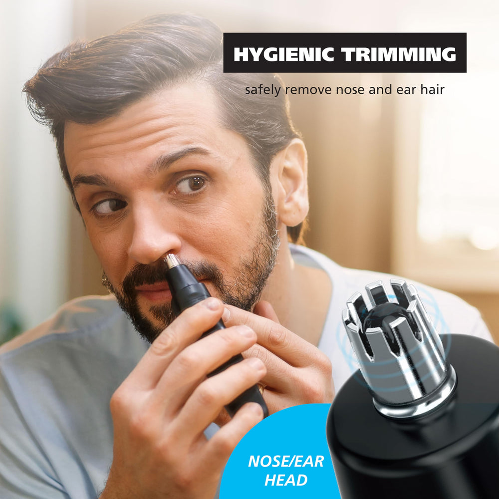 Wahl trimmer in hand showing scale and comfortable grip benefit