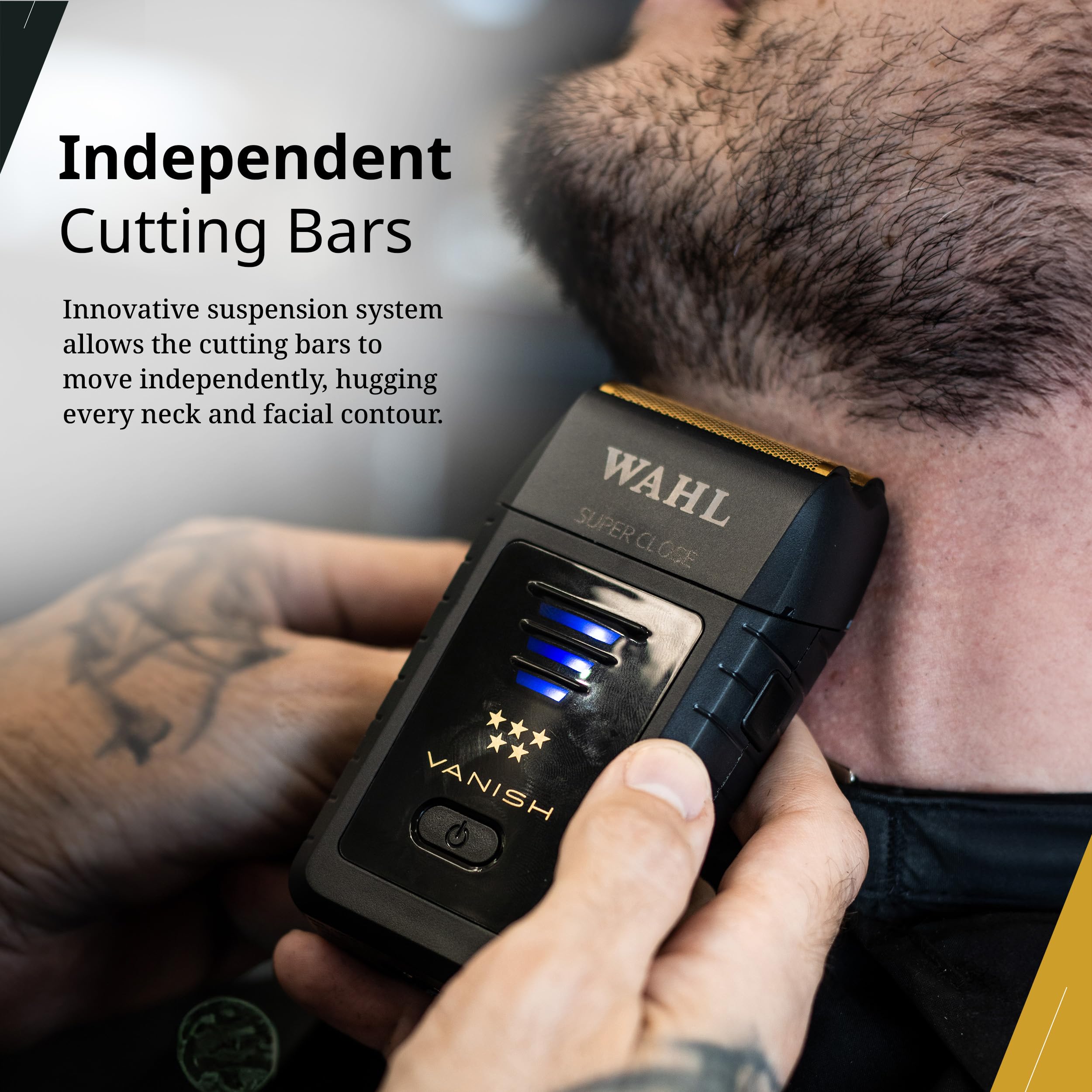 Wahl Vanish primer plano de agarre demuestra comodidad prolongada