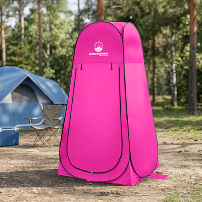 Wakeman size comparison next to backpack showing compact packed footprint benefit