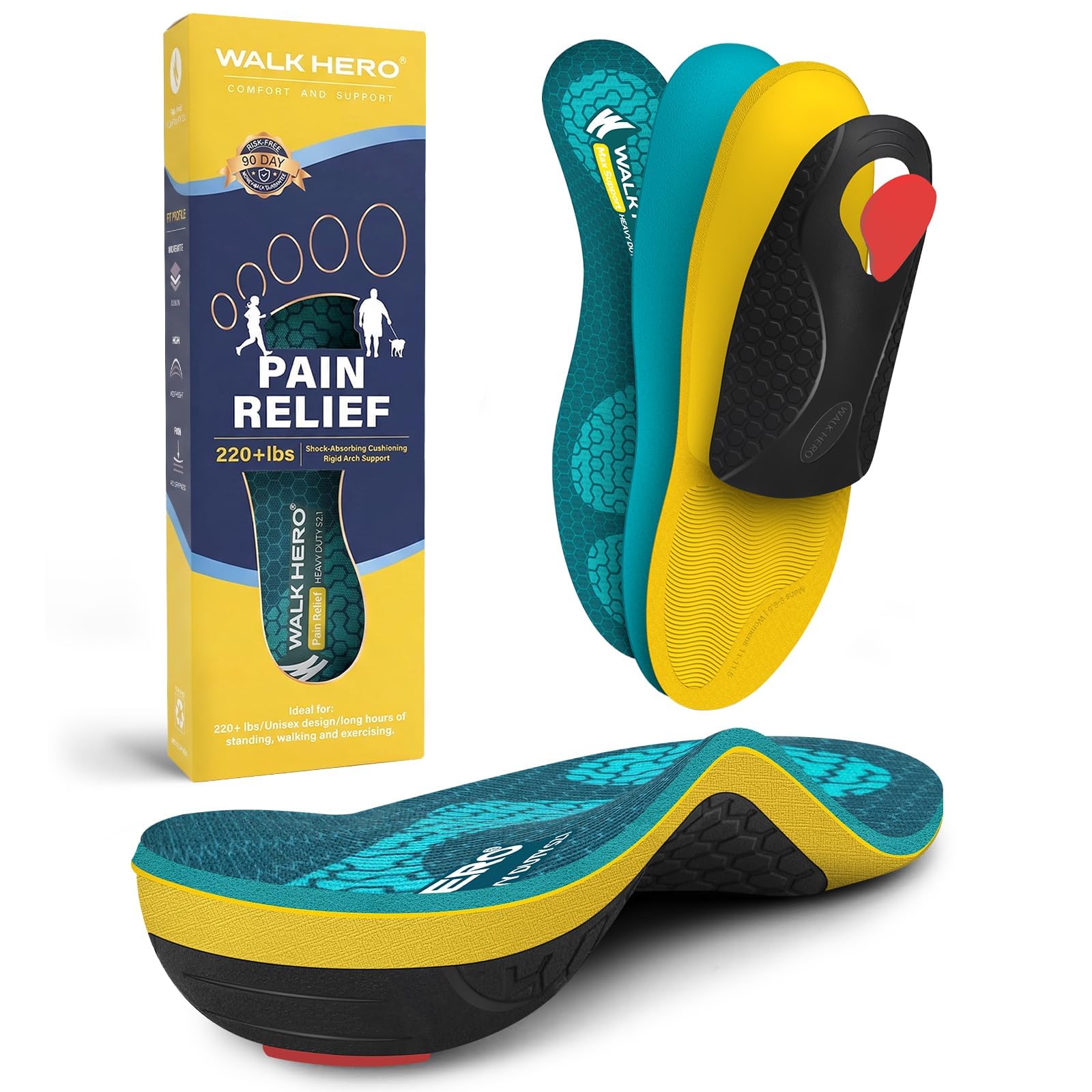 WalkHero embalaje frontal mostrando las plantillas con información clara