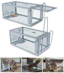 Wanqueen front view of two live-capture cages showing compact pack and accessibility