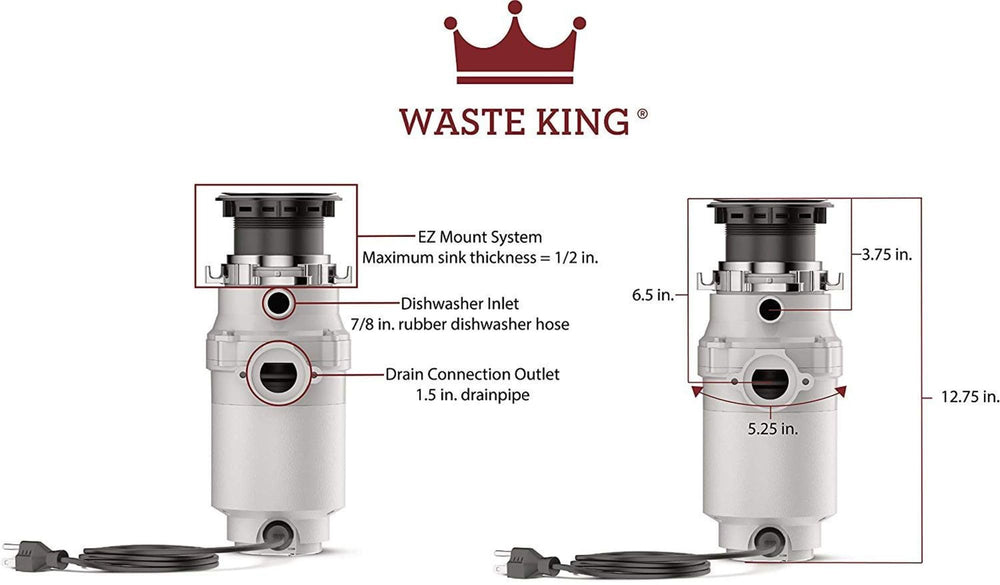 Waste King triturador instalado en fregadero mostrando uso y conectividad