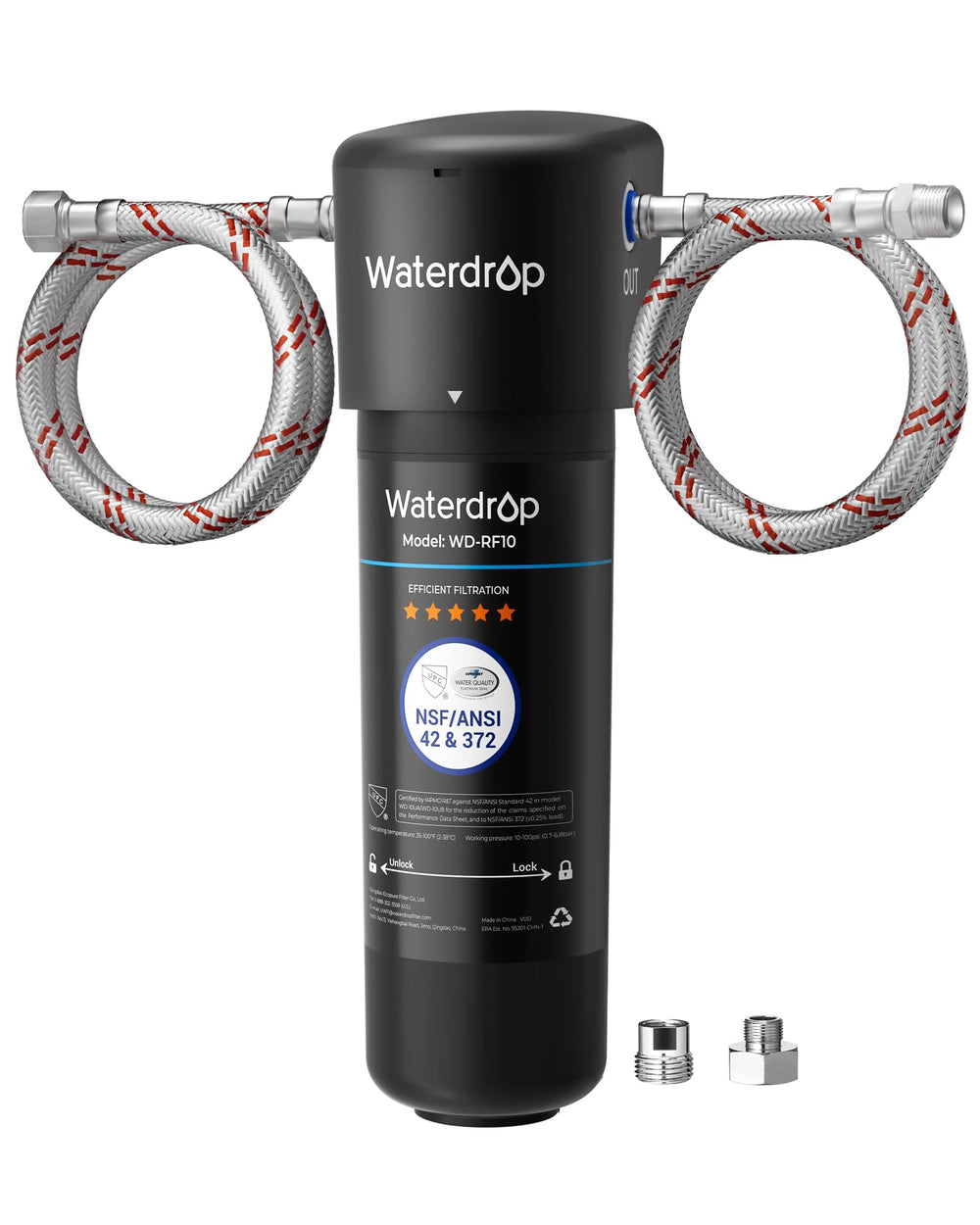 Waterdrop 10UA vista frontal del sistema mostrando diseño compacto y ahorro de espacio