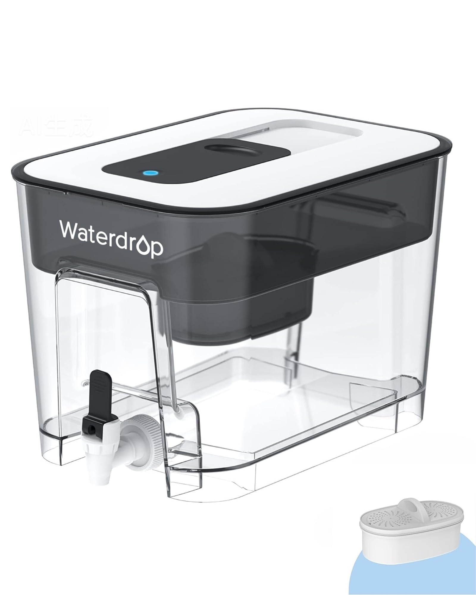 Waterdrop vista frontal del dispensador, diseño compacto y capacidad grande