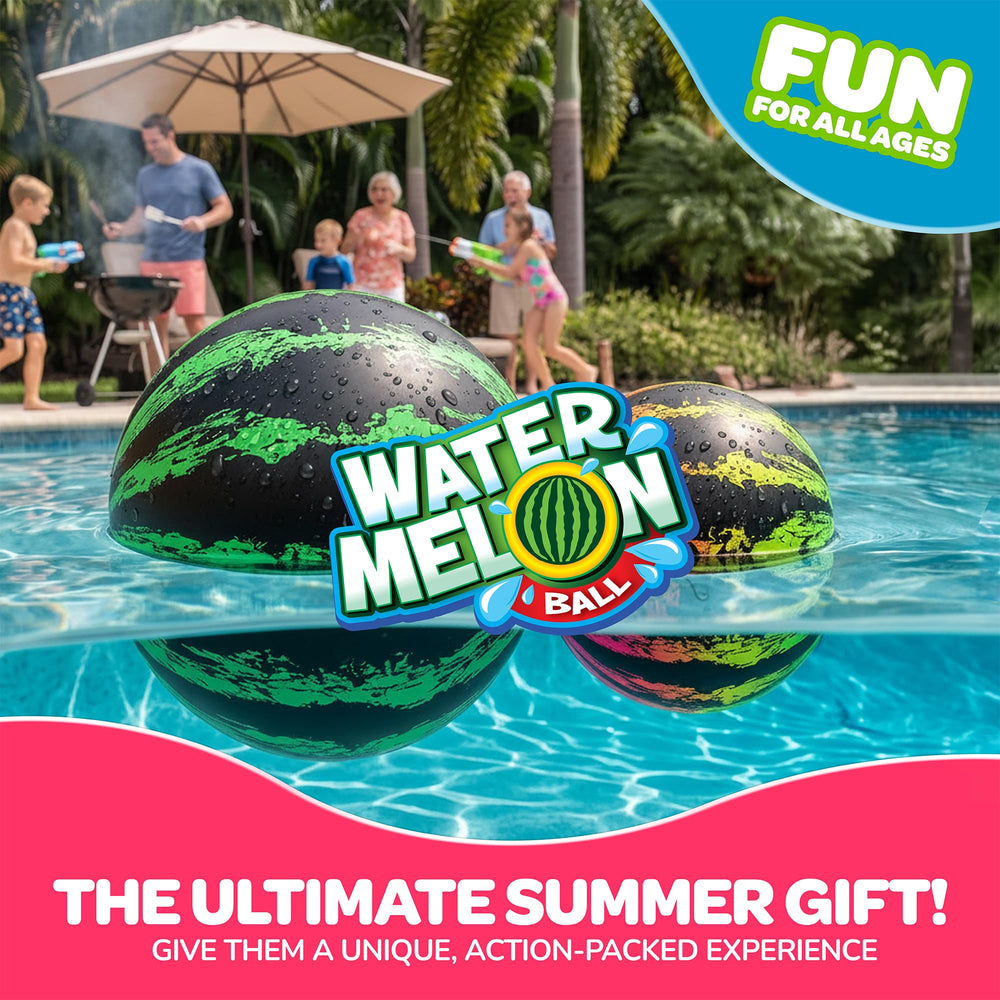 Watermelon Ball en uso en piscina pasando entre jugadores y fomentando ejercicio