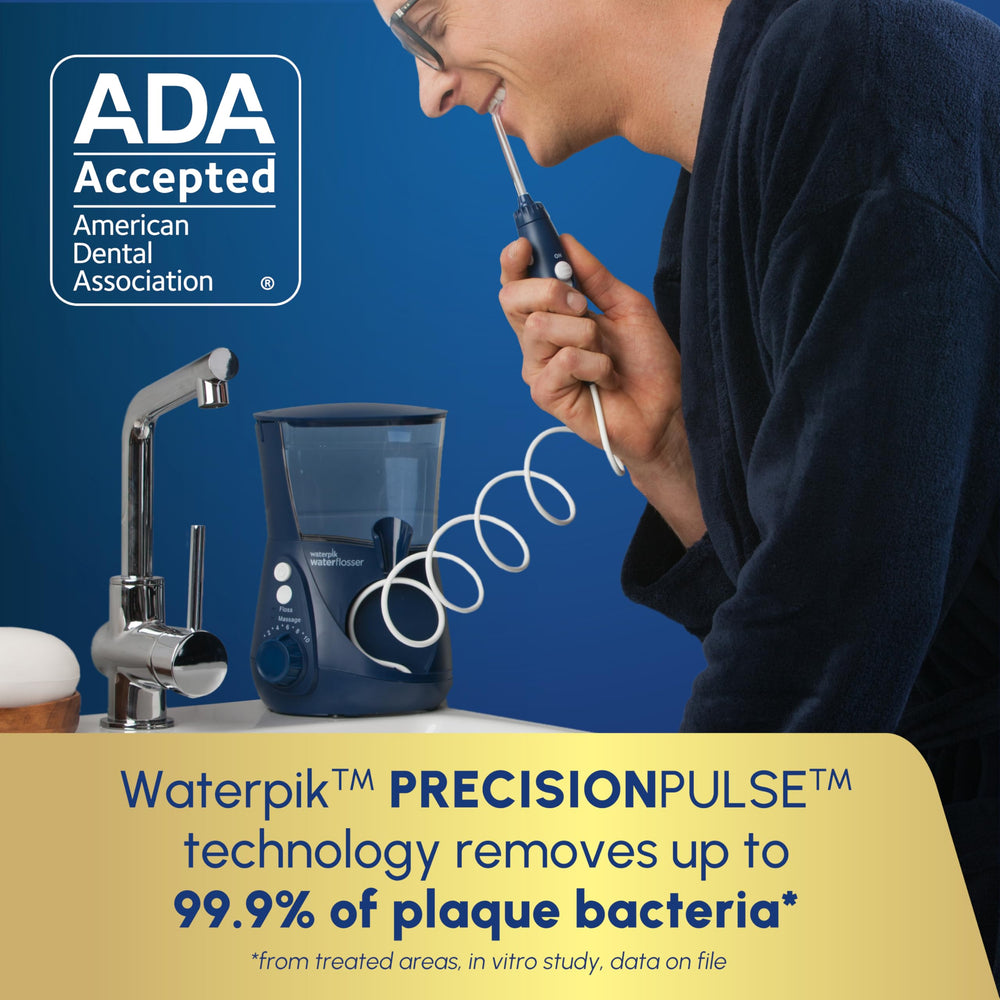 Waterpik Aquarius removable reservoir with flip-top lid for quick refills and longer use
