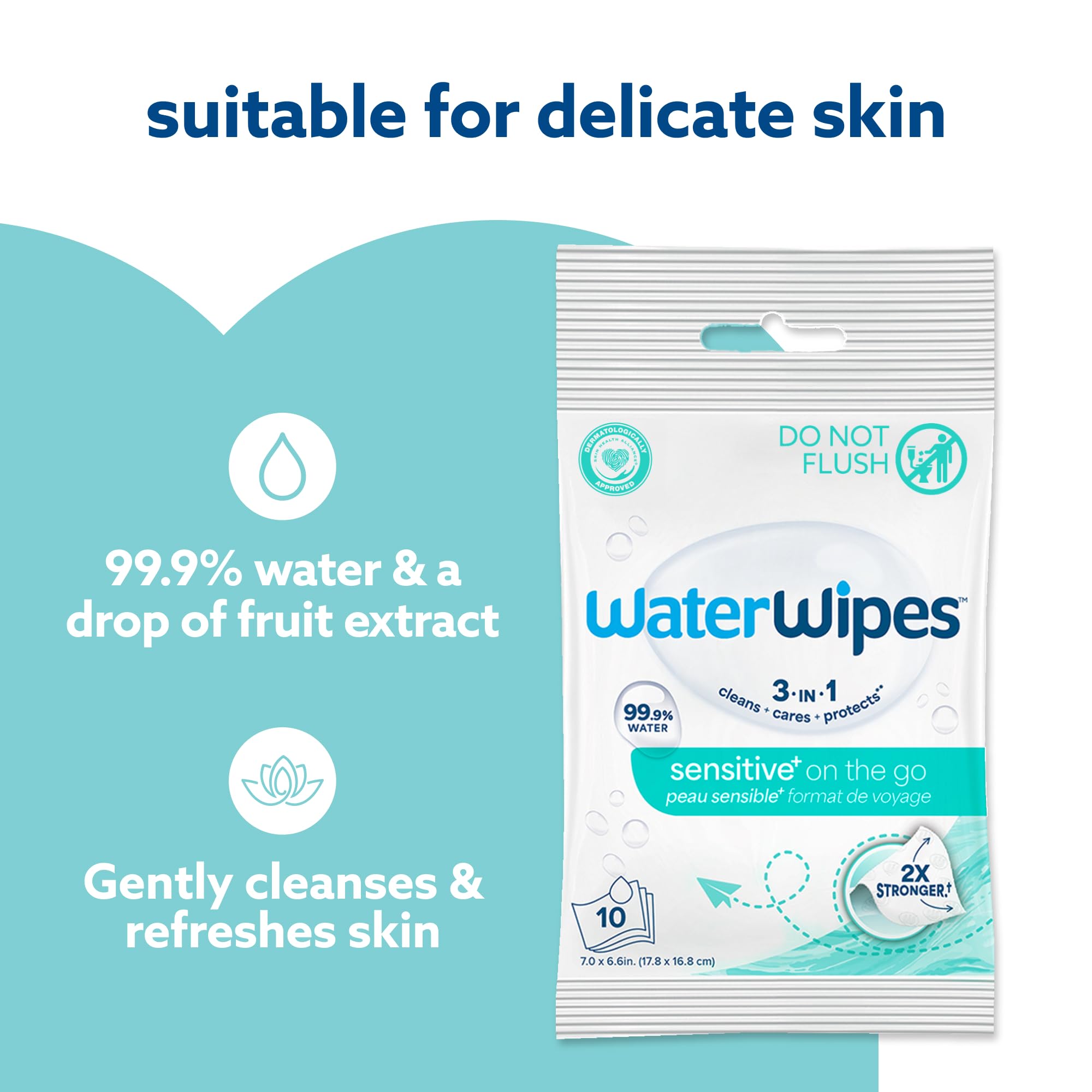WaterWipes detalle de la textura de la toallita más resistente y cómoda