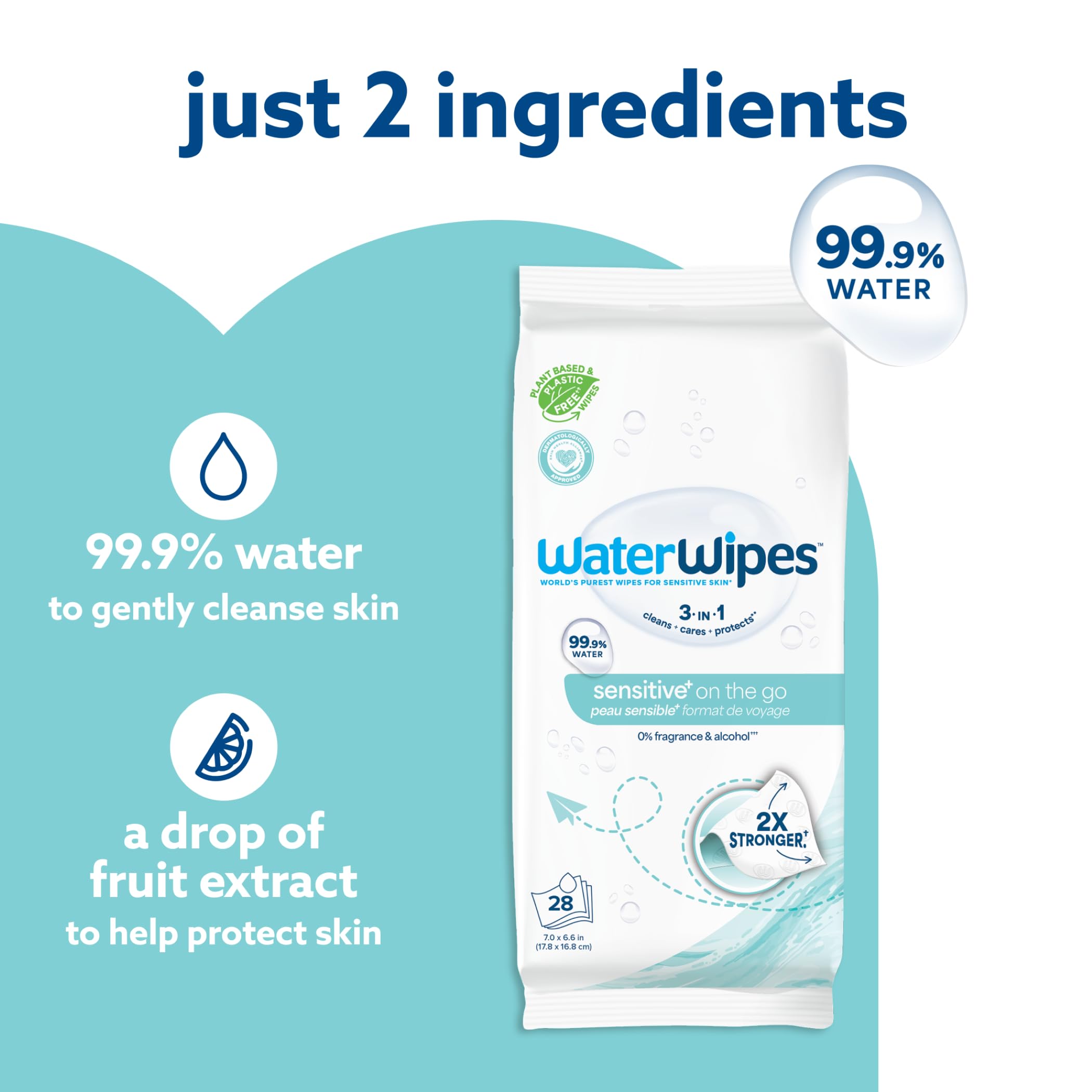 WaterWipes comparación de tamaño con teléfono para referencia