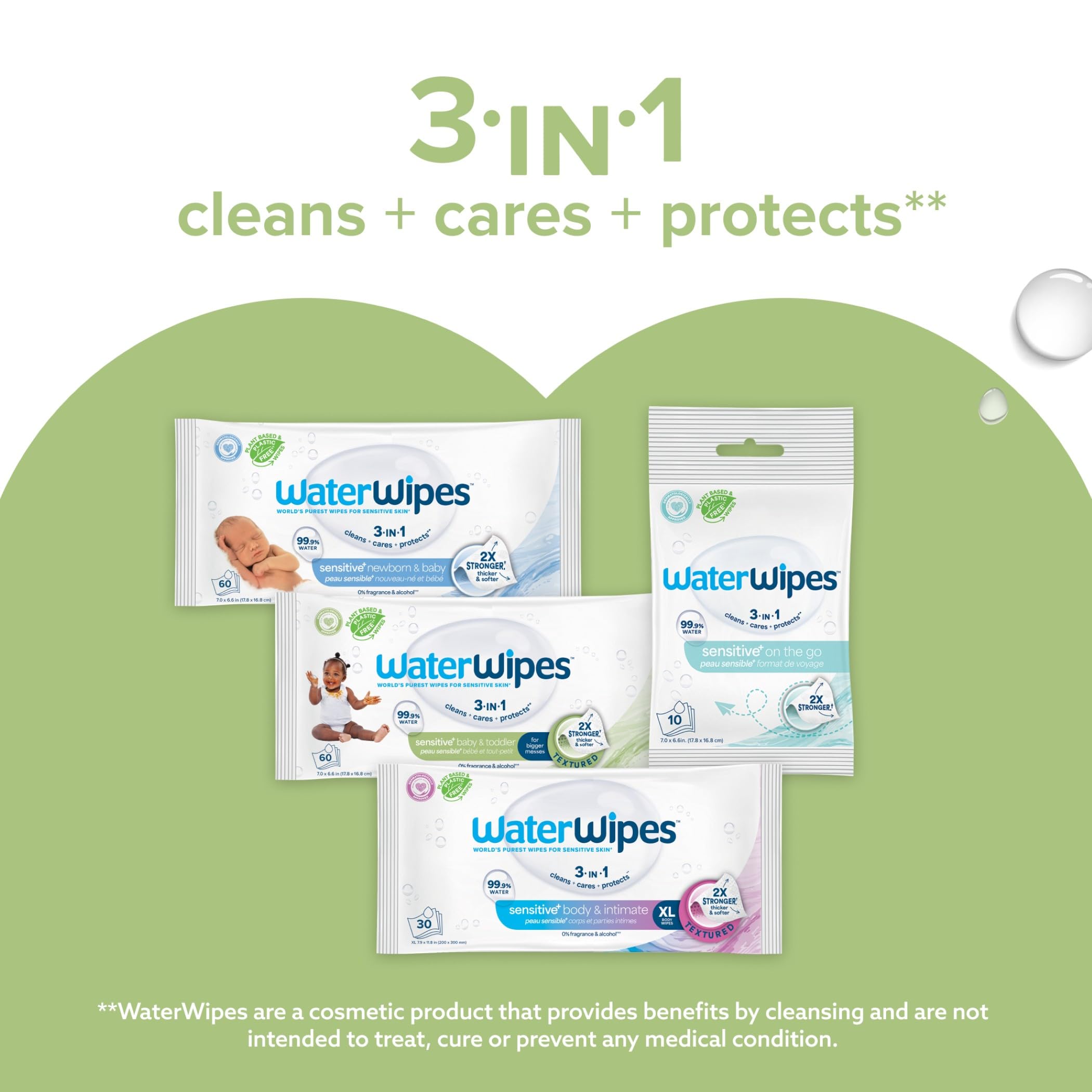 WaterWipes fibras de celulosa en primer plano, alternativa vegetal
