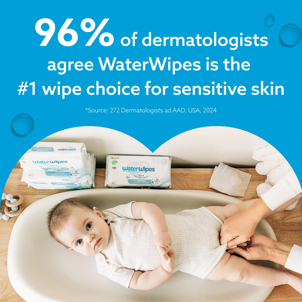 Toddler hands and face being wiped with WaterWipes after snack, WaterWipes effective mess cleaning