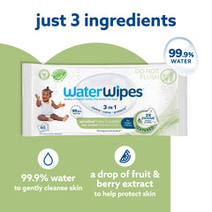 WaterWipes limpiando manos y rostro, frescura sin fragancia
