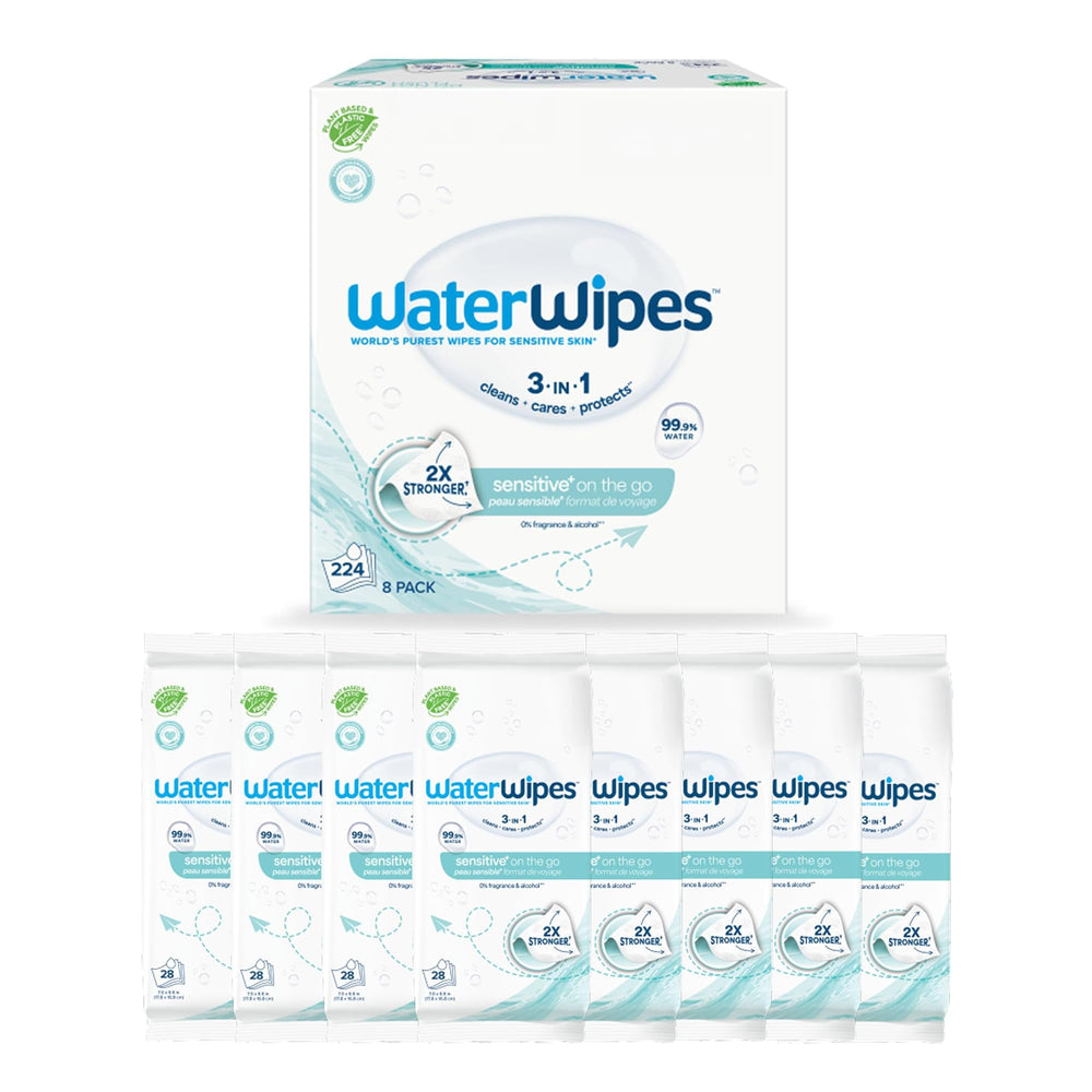 WaterWipes paquete delantero mostrando diseño y cantidad 224