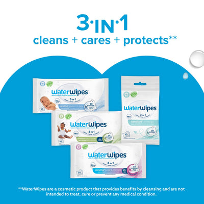 WaterWipes bebé limpiando manos con toallita, higiene rápida y delicada