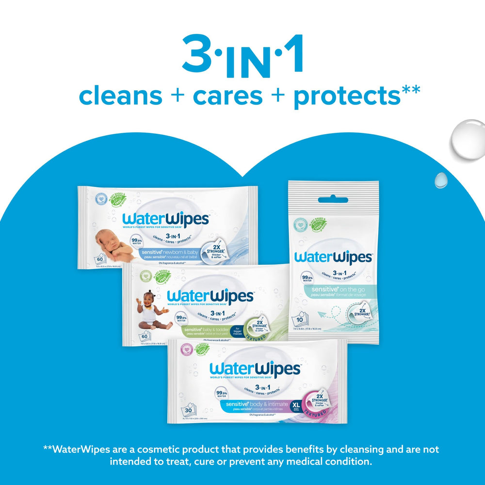 WaterWipes bebé limpiando manos con toallita, higiene rápida y delicada