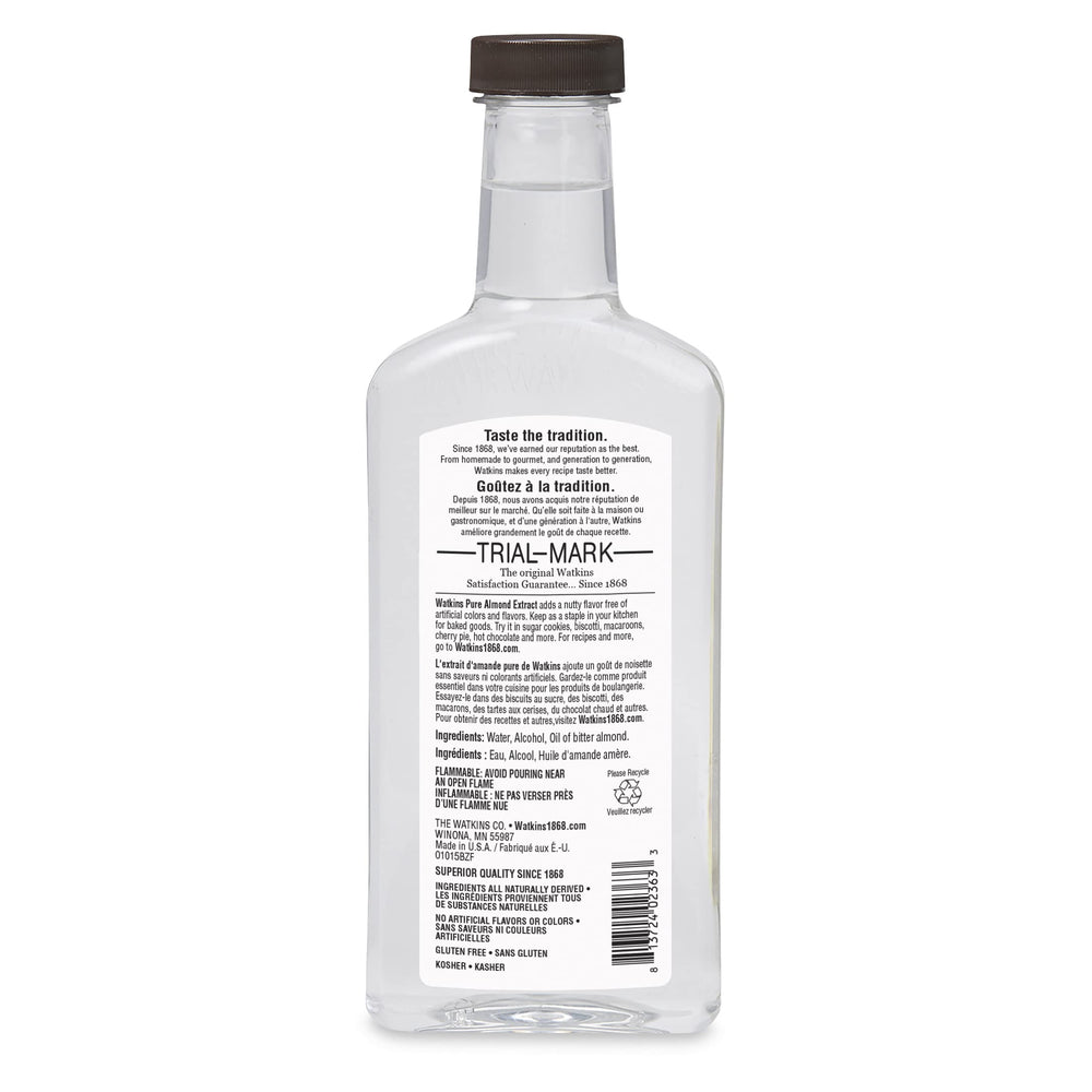 Watkins primer plano de etiqueta legible y certificaciones claras