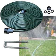 WATOO front packaging showing 50 ft hose and included stakes for easy setup