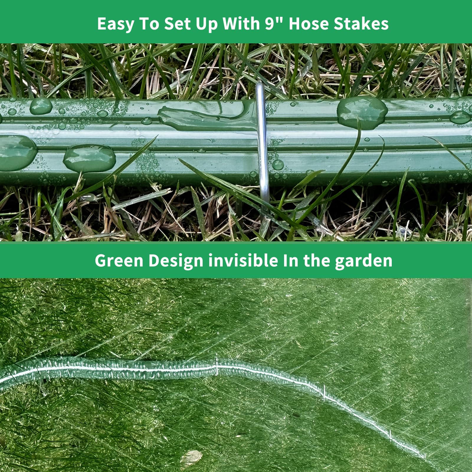 WATOO sprinkler-soaker hose watering lawn evenly to conserve water