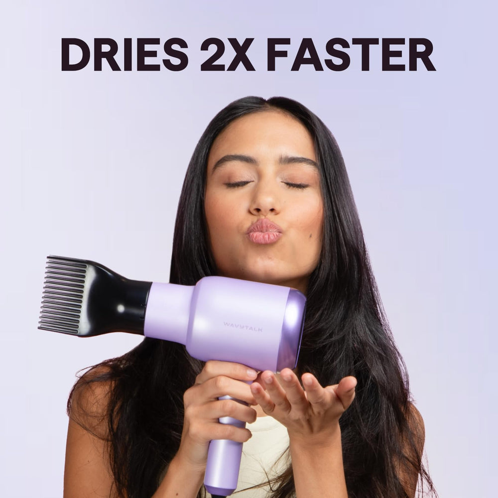 wavytalk dryer with diffuser attached to define curls and reduce frizz