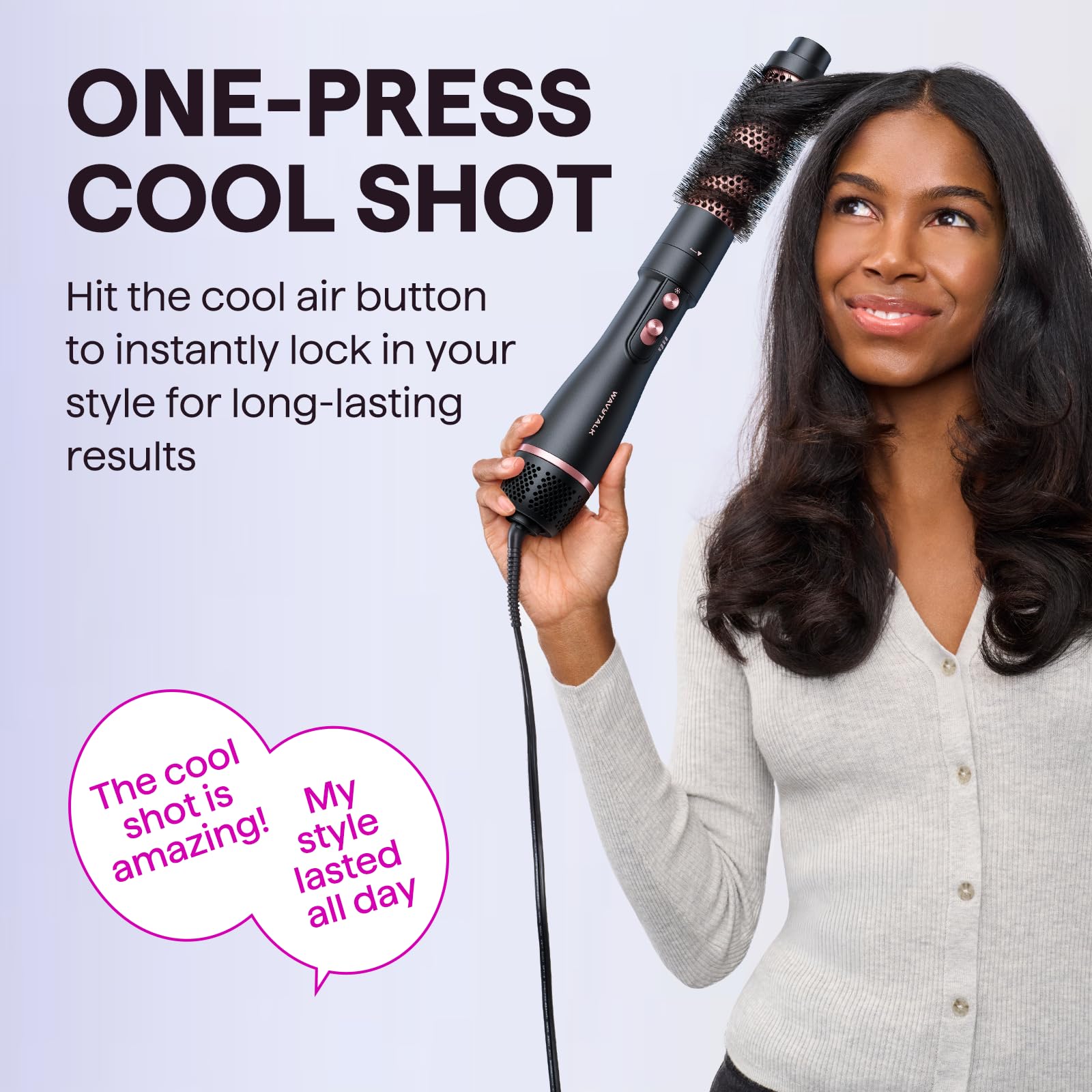 wavytalk hair dryer brush used in morning routine showing quick styling and time savings
