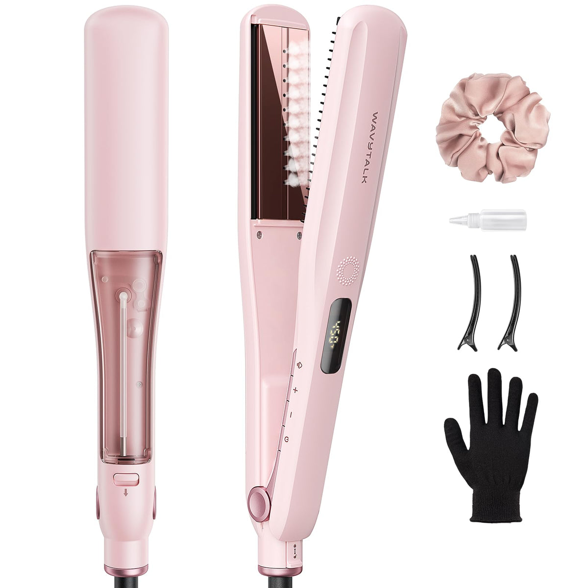 wavytalk plancha vapor frontal mostrando diseño y beneficio de peinado rápido