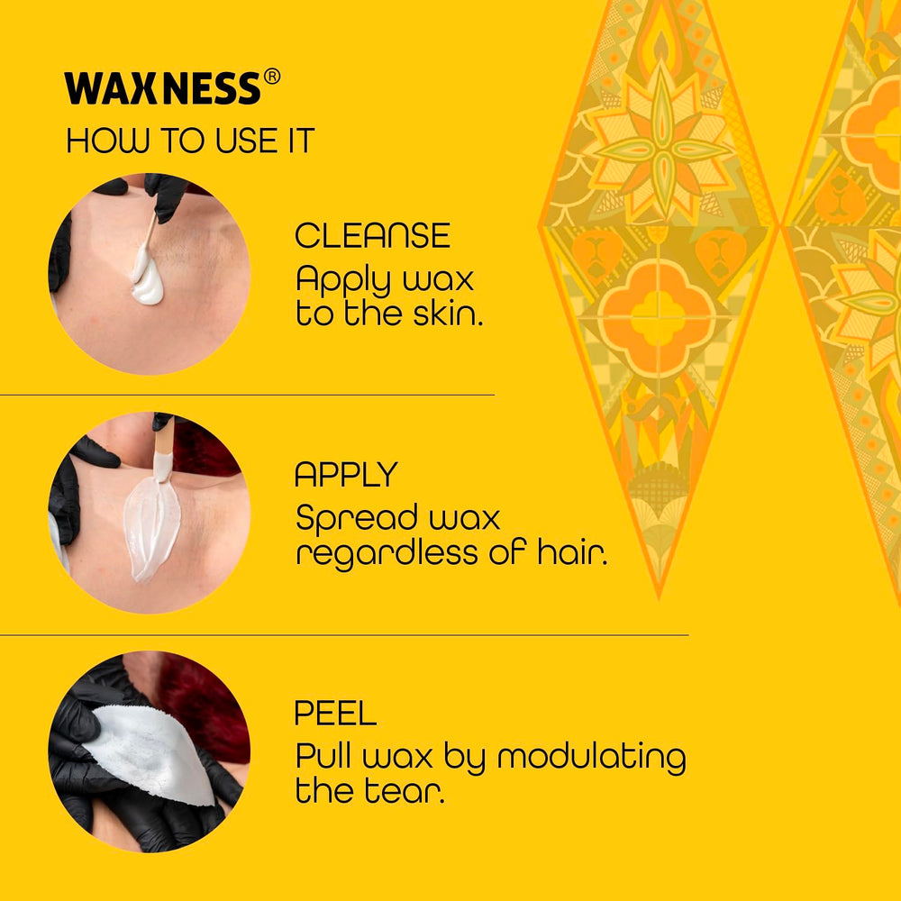 Waxness aplicando cera en cejas para depilación detallada