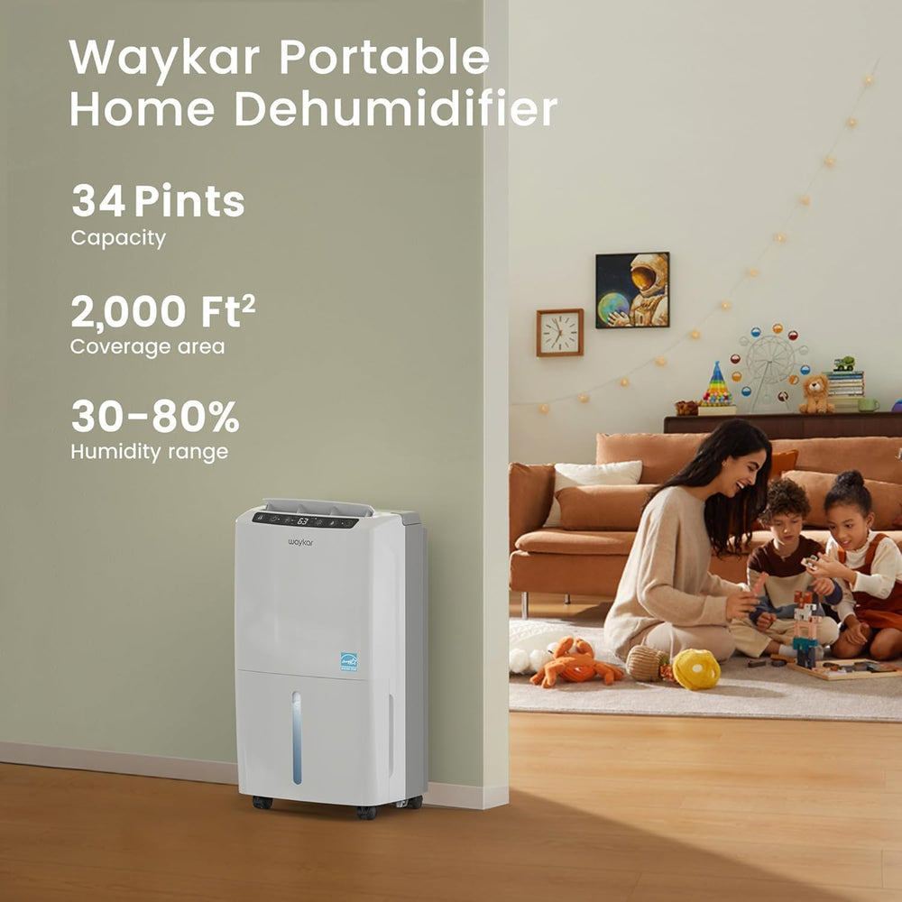 Waykar top controls close-up showing easy humidity settings and display