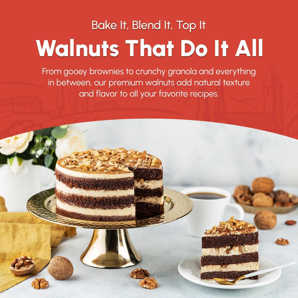 we got nuts close-up of walnut halves and pieces highlighting texture and freshness benefit