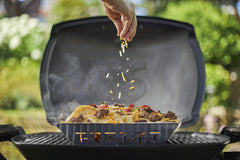 Weber close-up of stainless-steel slats highlighting durable construction benefit
