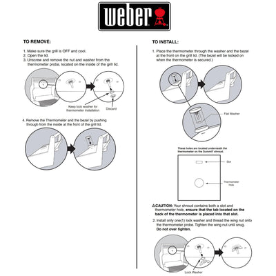 Weber replacement thermometer closeup of 2-3/8 inch dial for easy reading benefit