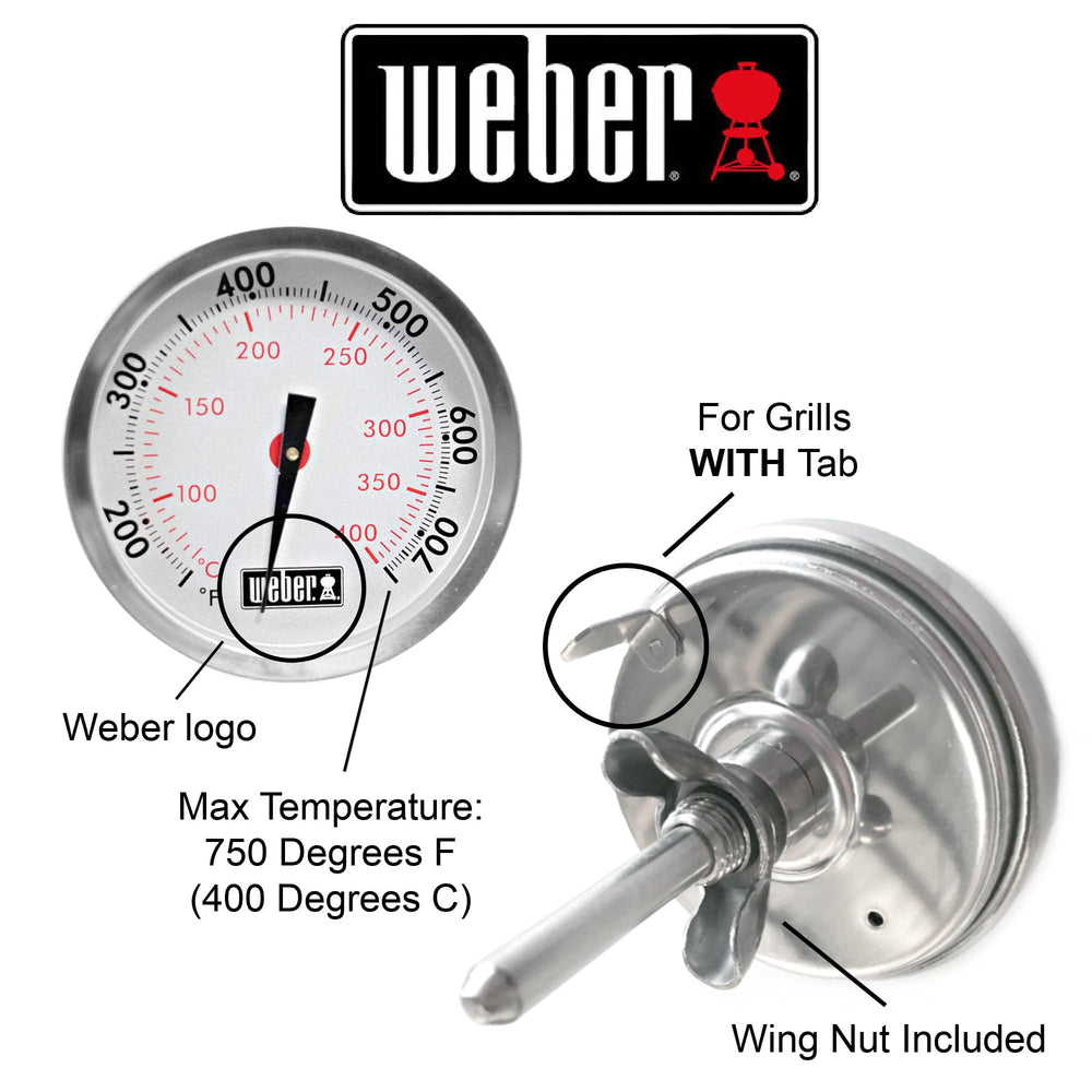 Weber replacement thermometer side profile illustrating slim durable design benefit