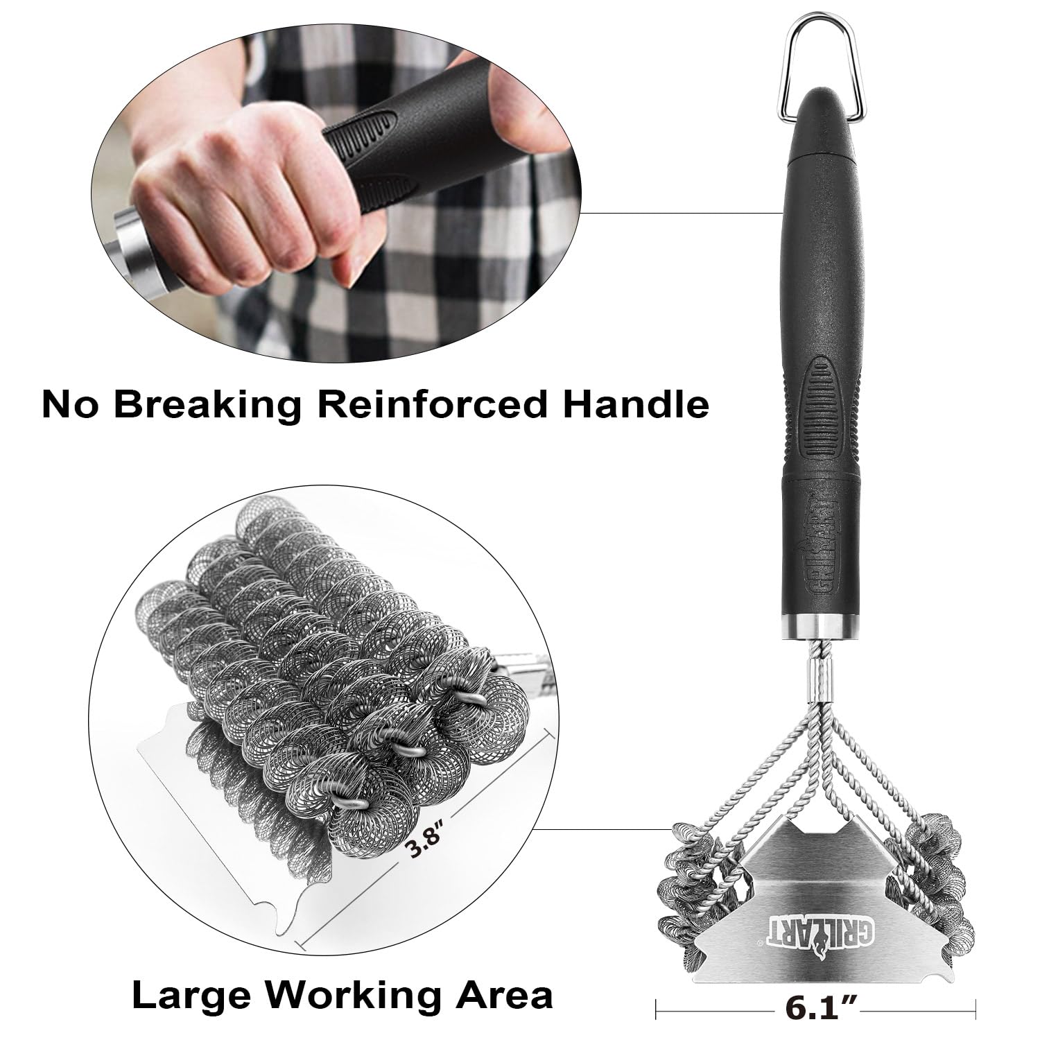Weetiee detailed triple-helix head view, shows flexible reach into grate gaps