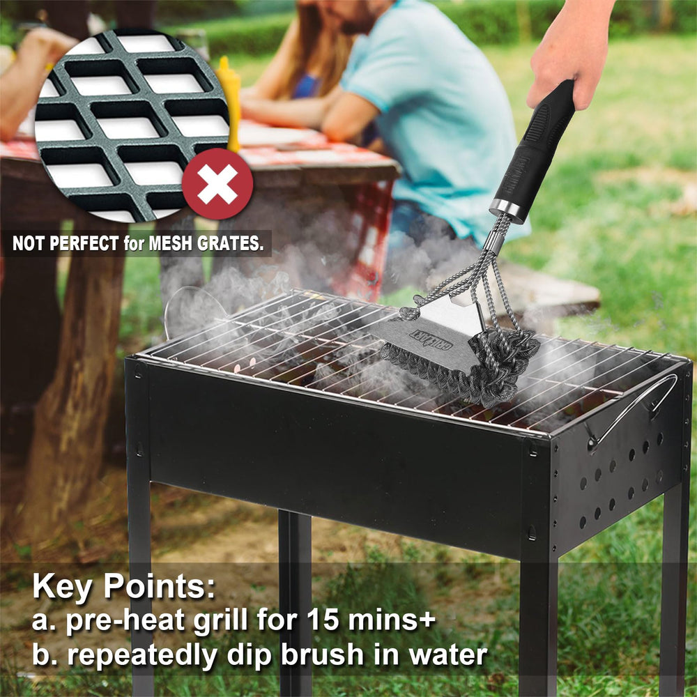 Weetiee next to tongs for scale, clarifies the 18-inch length and cleaning reach