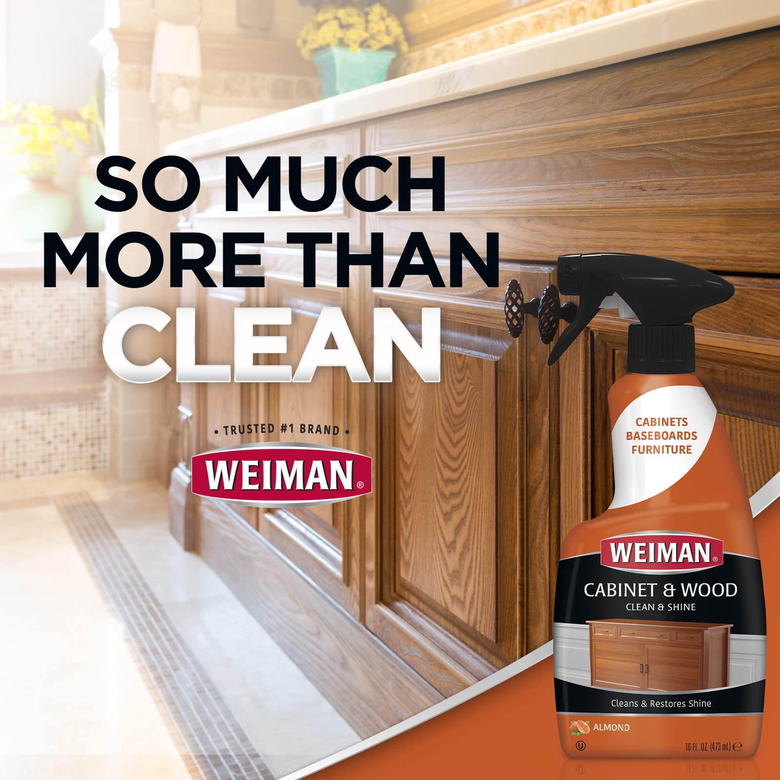 Weiman producto en uso sobre mesa de comedor mostrando acabado limpio