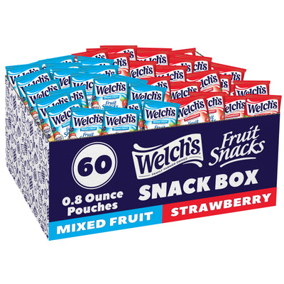 Welch's frente del empaque mostrando 60 paquetes y conveniencia