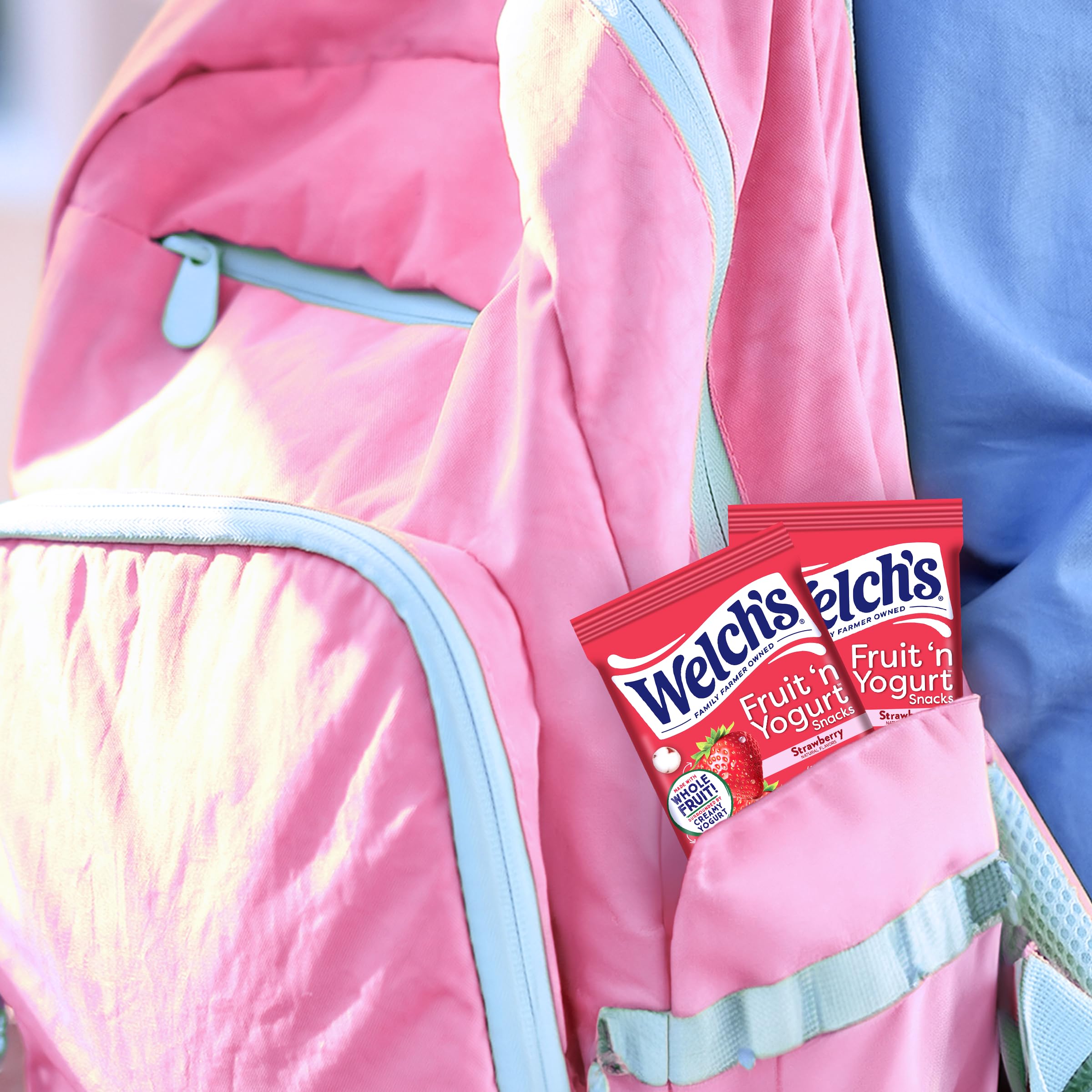 Welch's bocadito junto a regla para comparación de tamaño y porción controlada