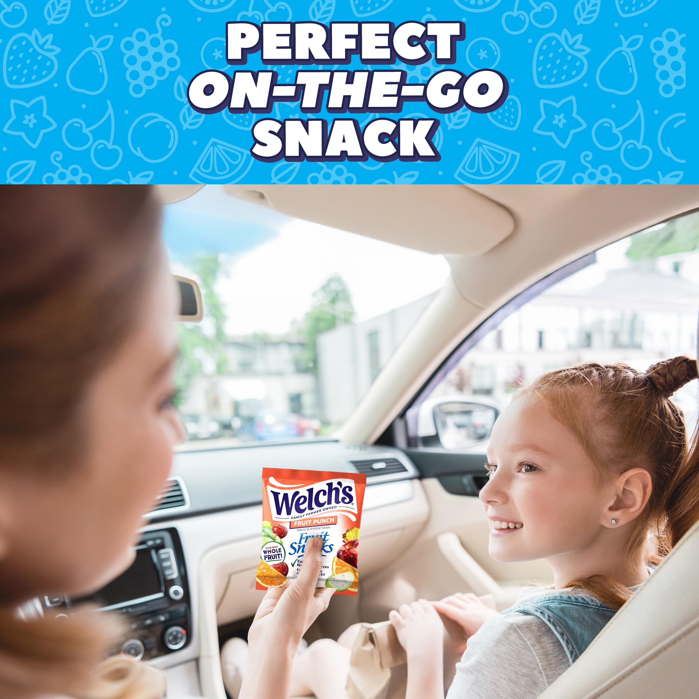 Welch's snacks dentro de una lonchera escolar práctico y compacto