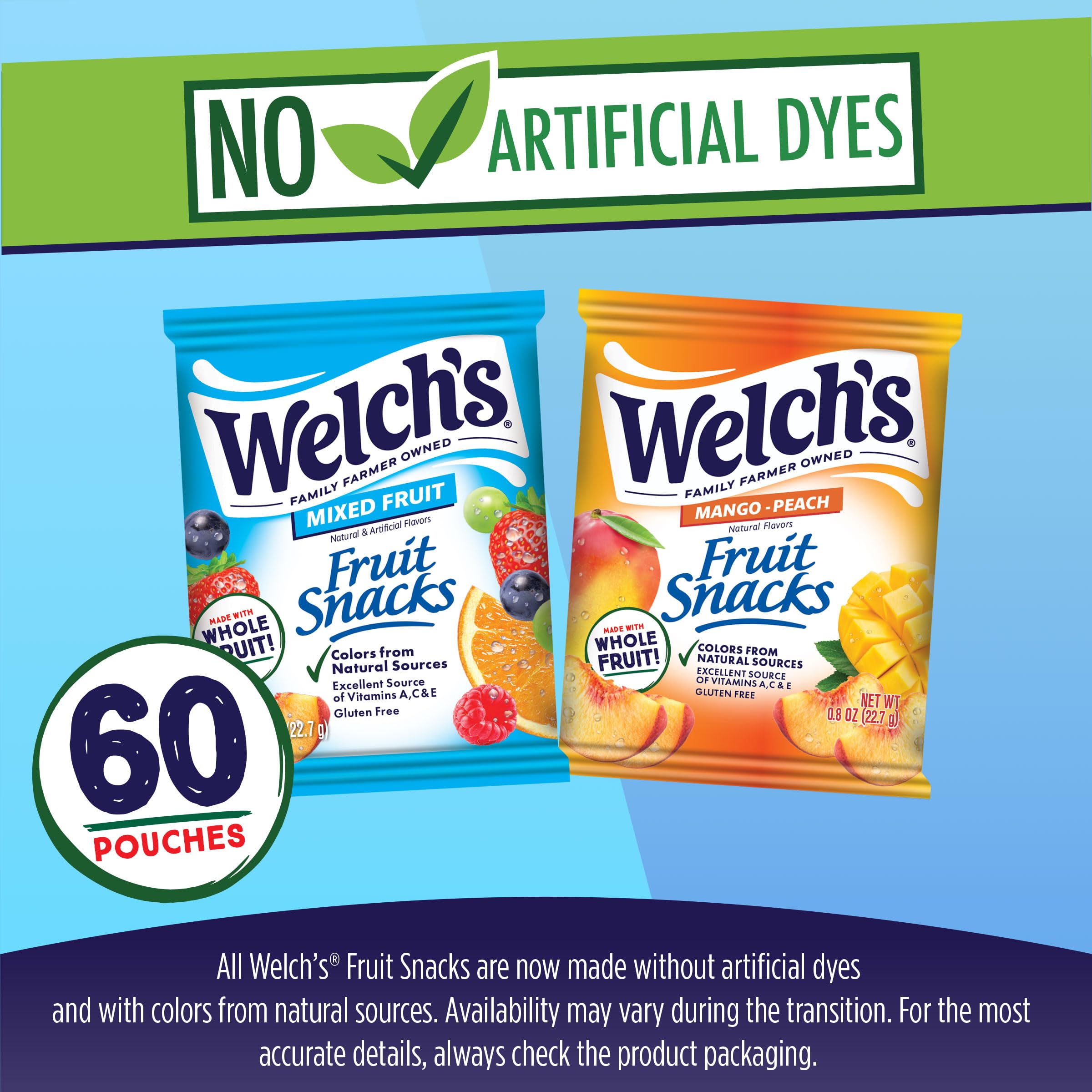 Welch's paquete individual abierto mostrando porción lista para llevar