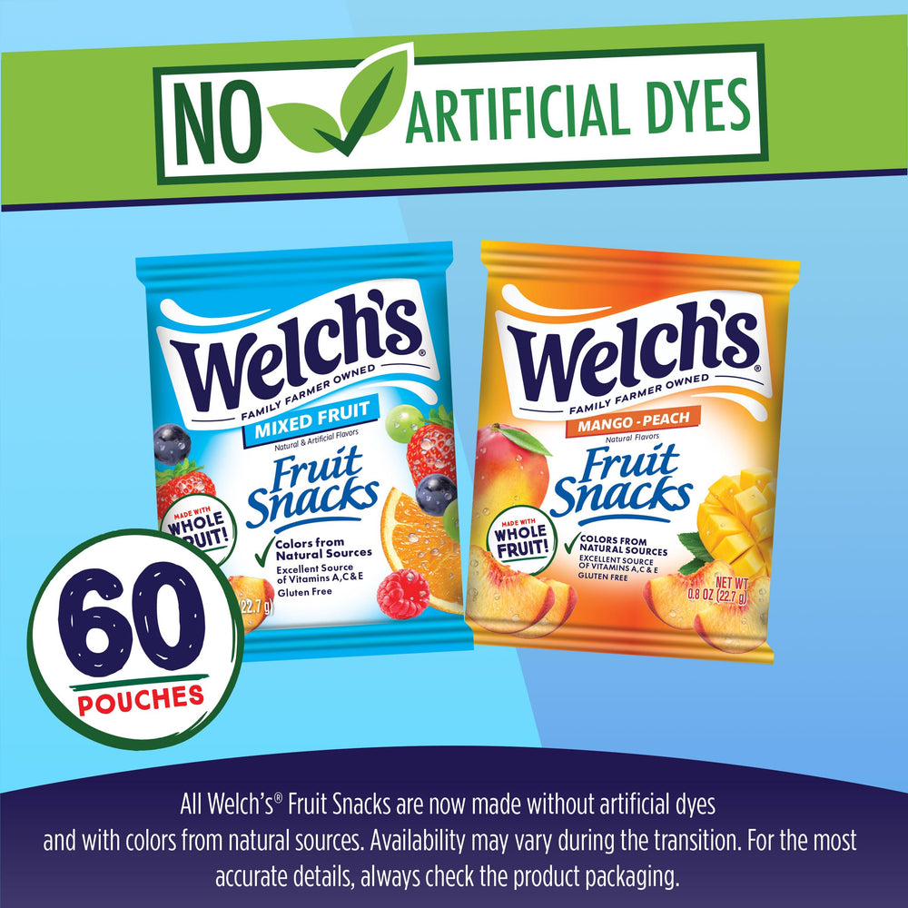 Welch's paquete individual abierto mostrando porción lista para llevar