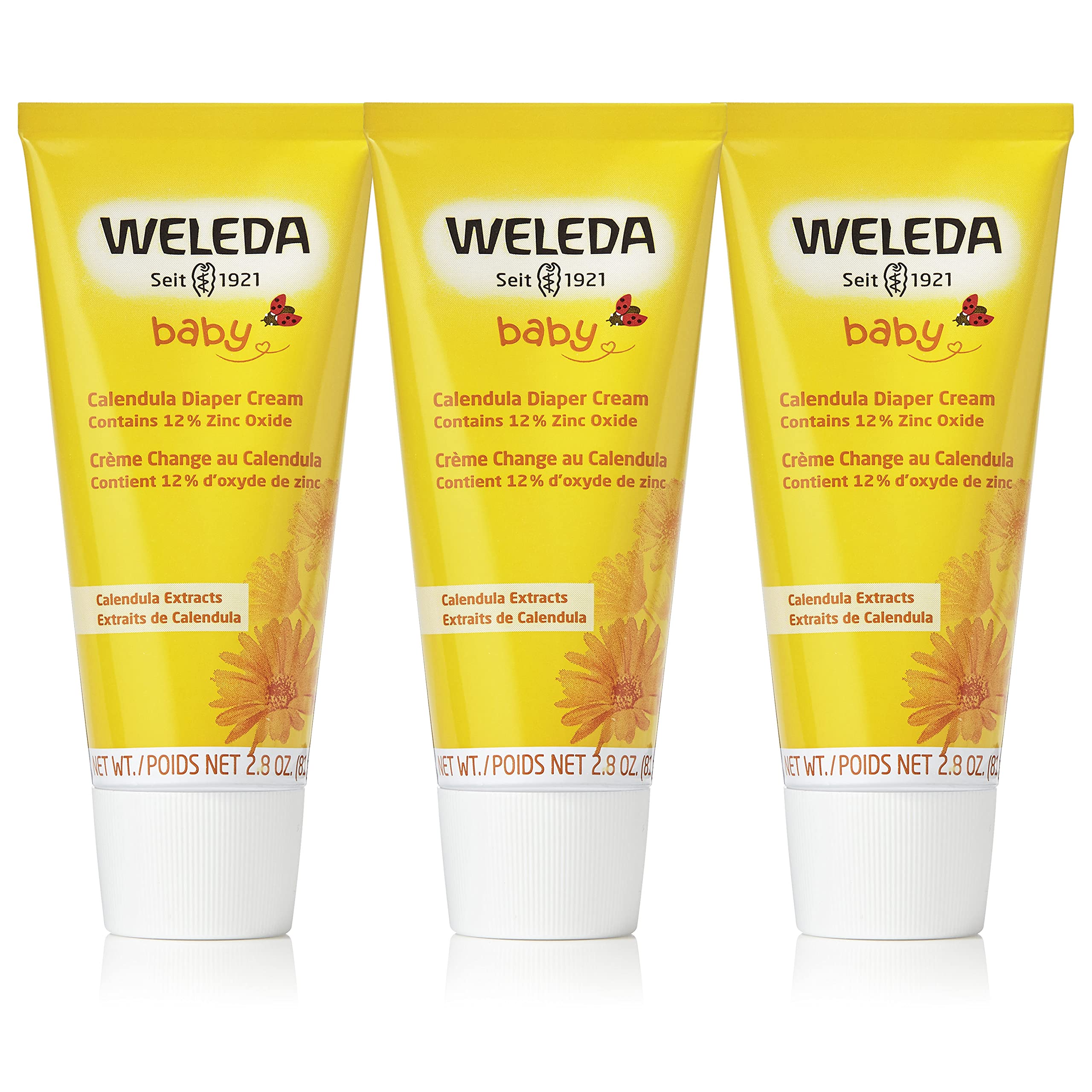 Weleda envase frontal de crema para pañal mostrando presentación y diseño