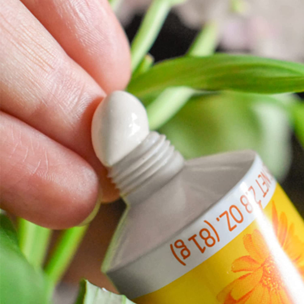 Weleda etiqueta con ingredientes resaltando caléndula y composición vegetal